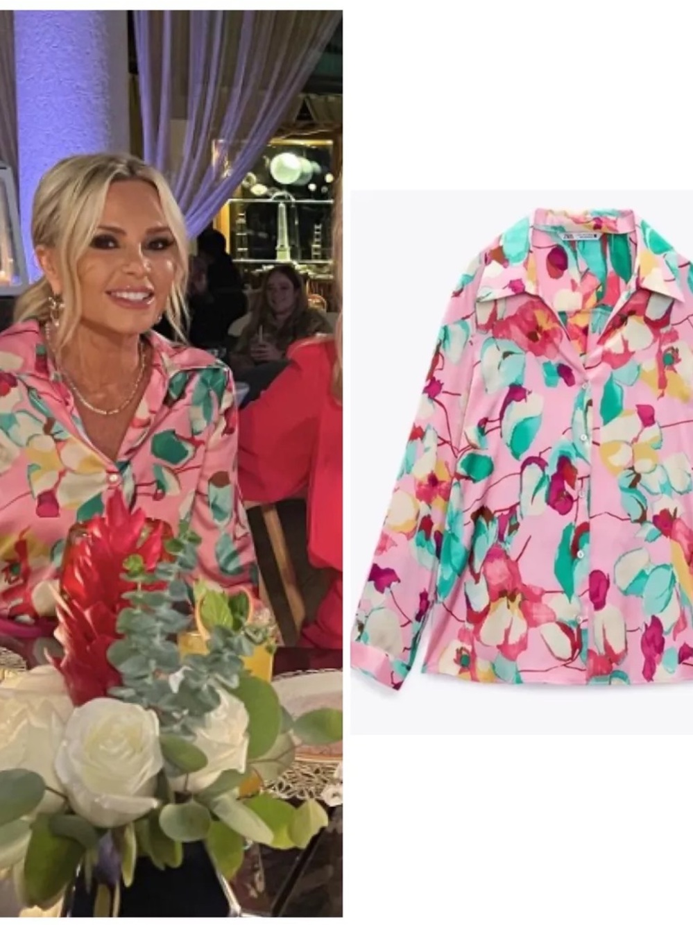 Zara Pink Floral Watercolor Blouse | Size XS
